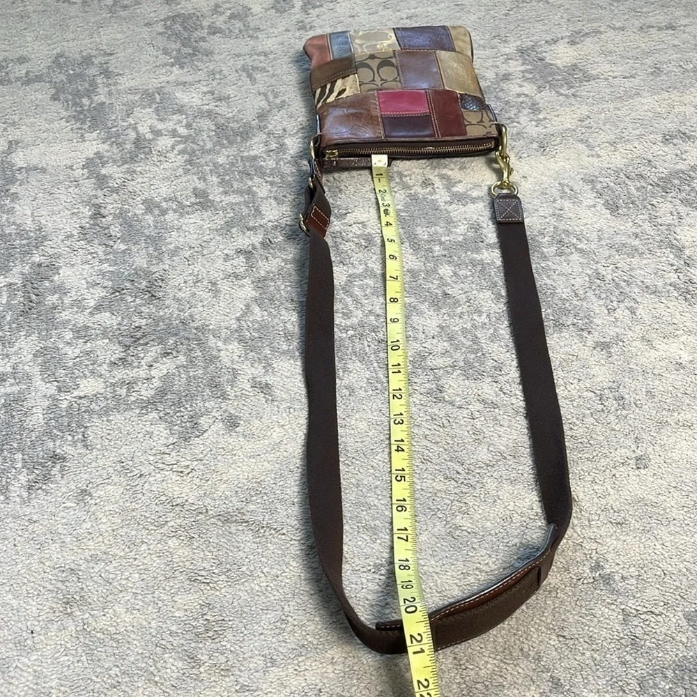 Coach Patchwork Swingpack Flat Crossbody Bag Suede Leather Signature F10439